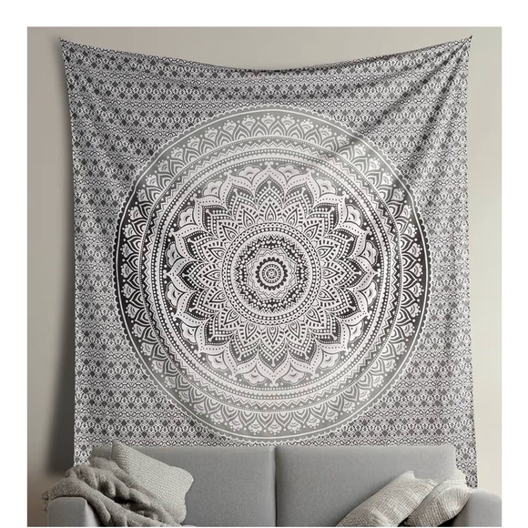 Other - Mandala Tapestry Wall Hanging in Black and White